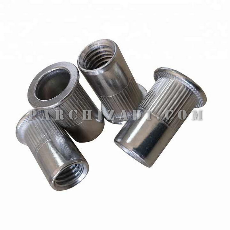 مهره پرچی فولادی گرد بدون لبه سایز M3