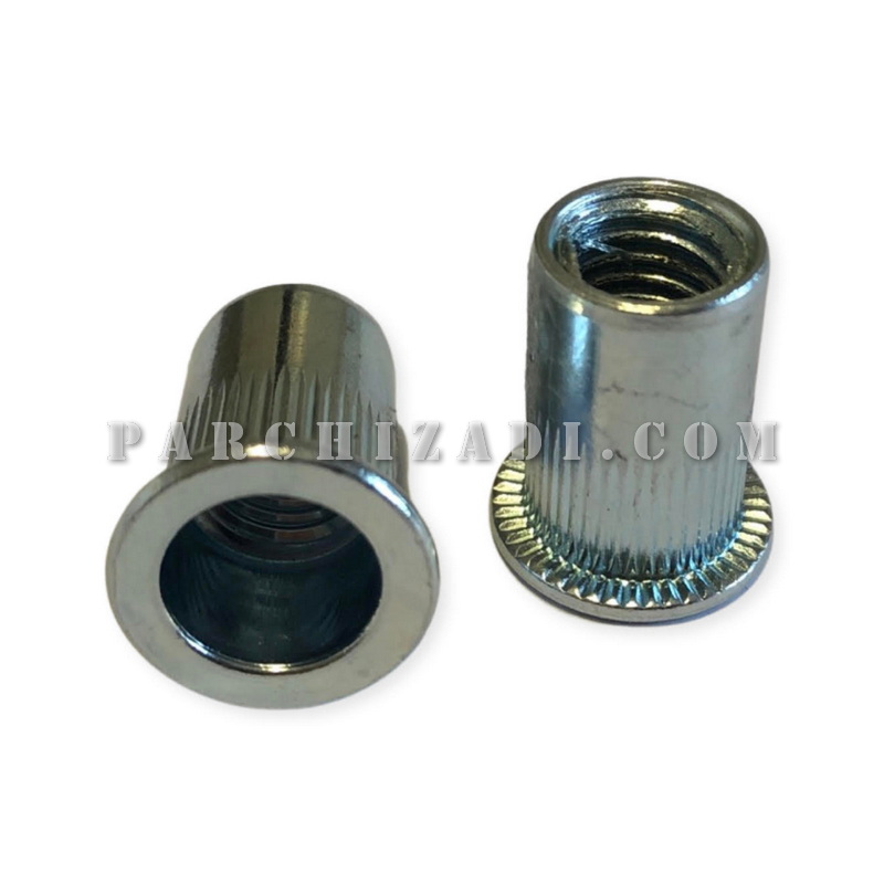 مهره پرچی فولادی گرد سر خزینه (بدون لبه) سایز M5