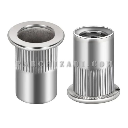 مهره پرچی فولادی گرد سر فلنجی (لبه دار) بلند STF-L سایز M3