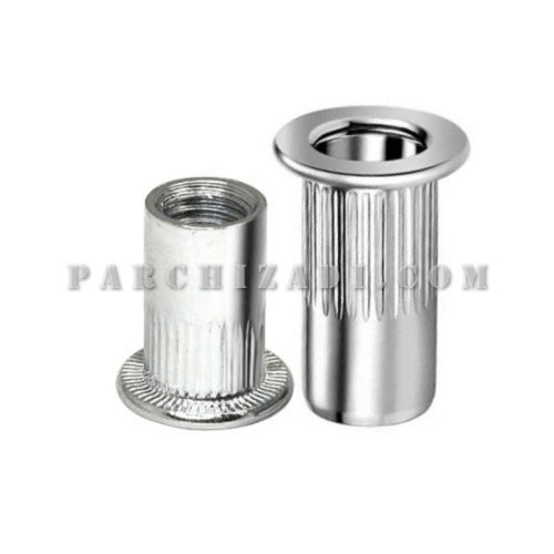 مهره پرچی فولادی گرد سر فلنجی (لبه دار) بلند STF-L سایز M6