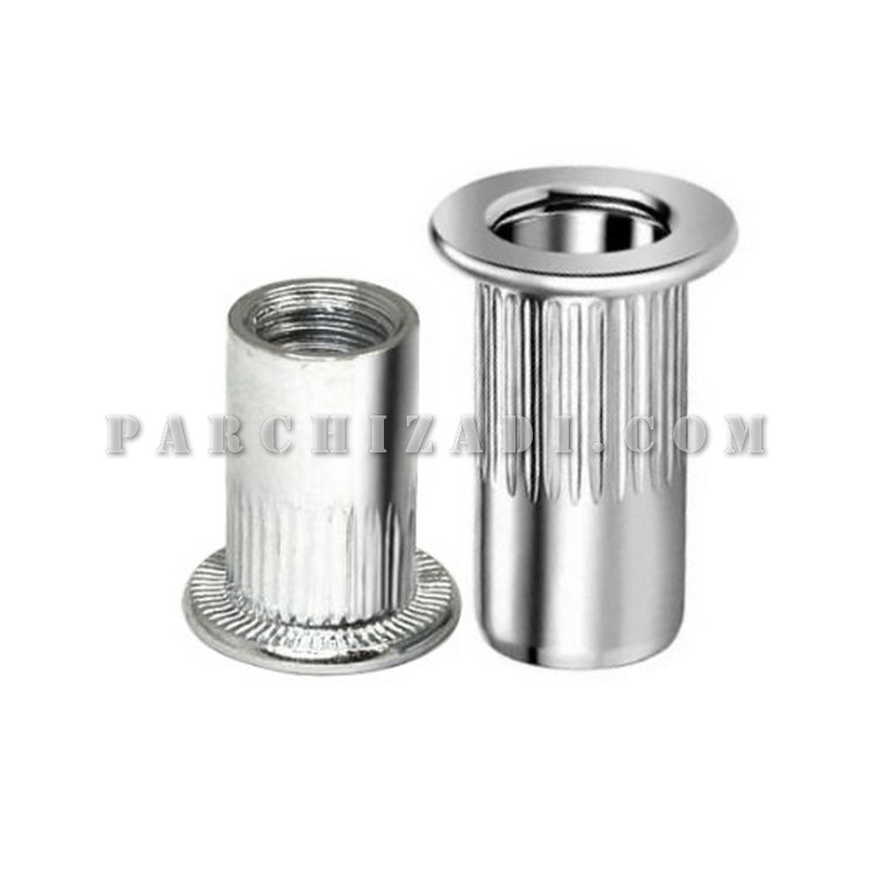 مهره پرچی فولادی گرد سر فلنجی (لبه دار) بلند STF-L سایز M6