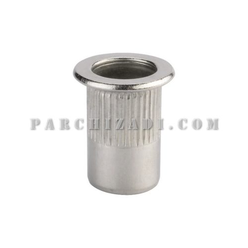 مهره پرچی فولادی گرد سر فلنجی (لبه دار) سایز M6