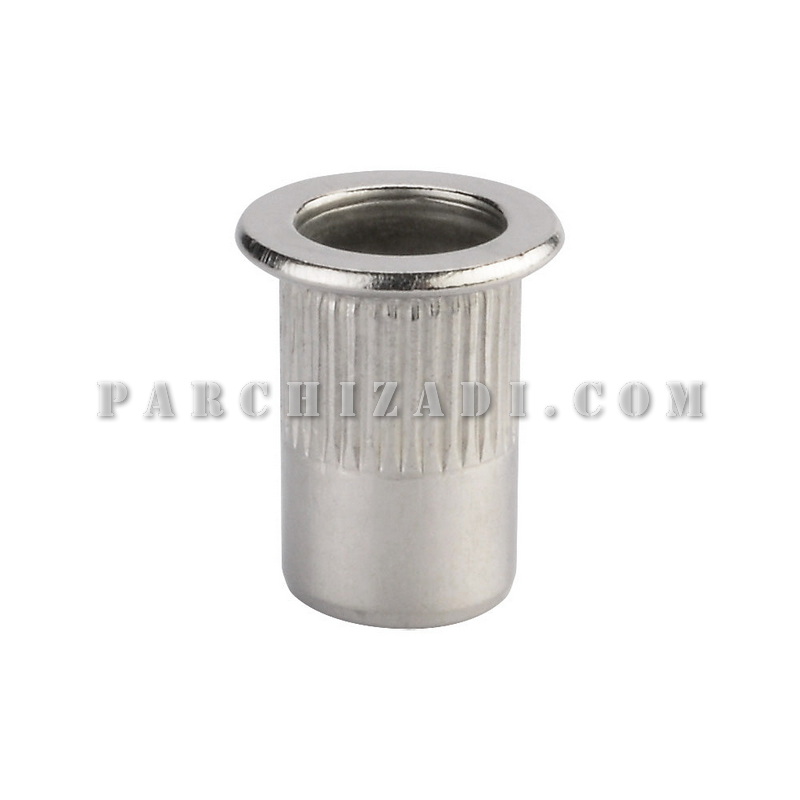 مهره پرچی فولادی گرد سر فلنجی (لبه دار) سایز M6