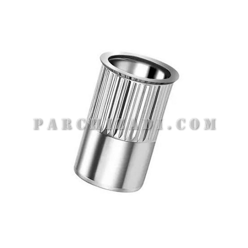 مهره پرچی استیل گرد سر خزینه (بدون لبه) سایز M10