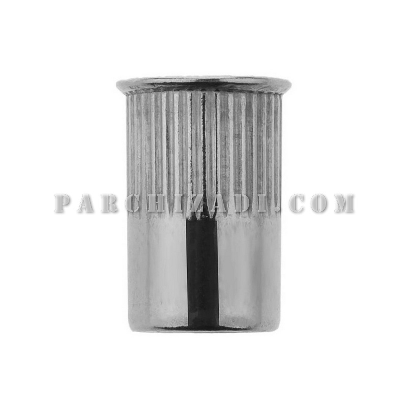 مهره پرچی استیل گرد سر خزینه (بدون لبه) سایز M4