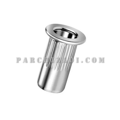 مهره پرچی استیل گرد سر فلنجی (لبه دار) سایز M5