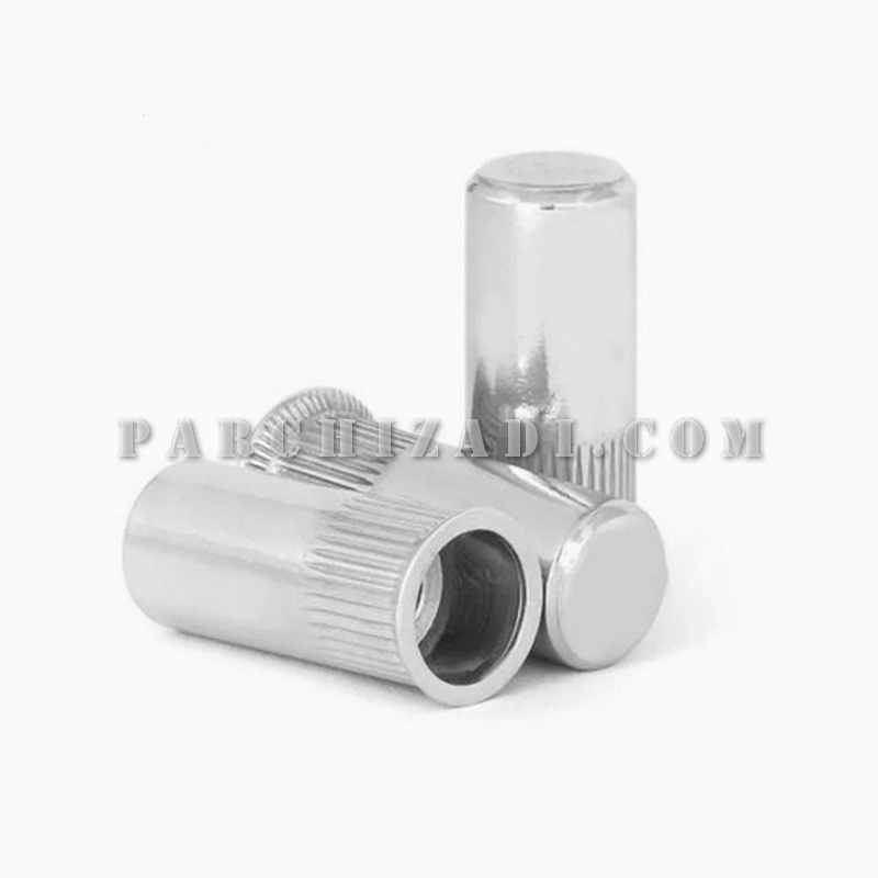 مهره پرچی فولادی گرد سر خزینه ته بسته سایز M4