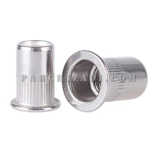 مهره پرچی فولادی گرد سر فلنجی ته بسته سایز M4