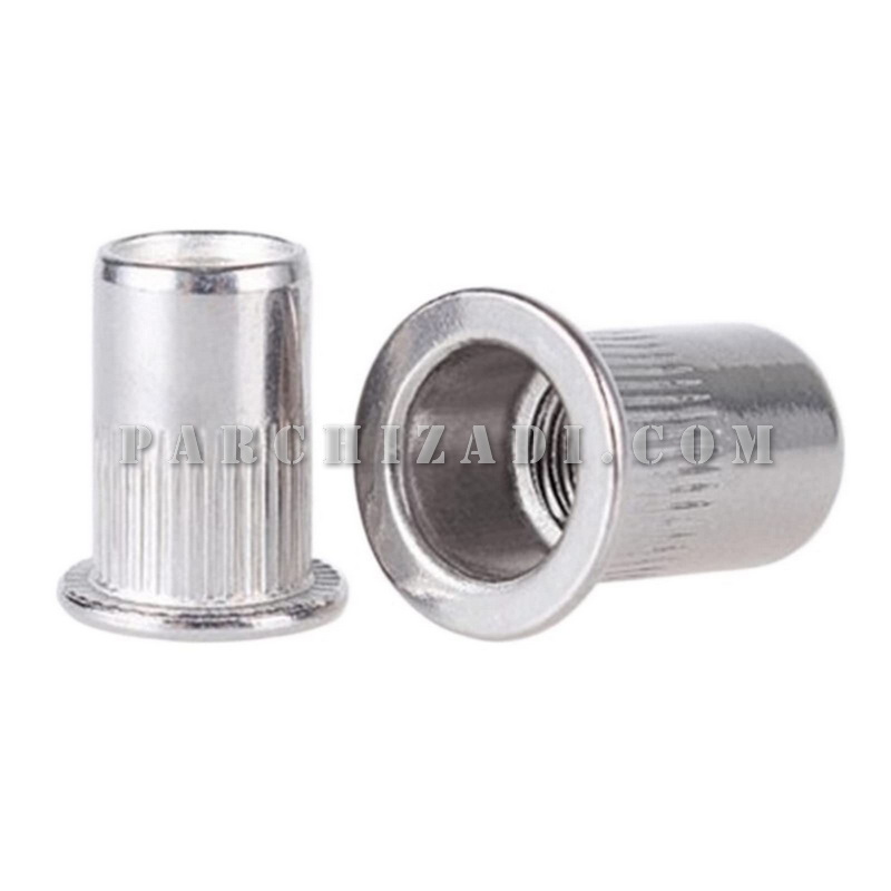 مهره پرچی فولادی گرد سر فلنجی ته بسته سایز M4