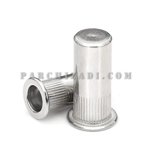 مهره پرچی فولادی گرد سر فلنجی ته بسته سایز M5