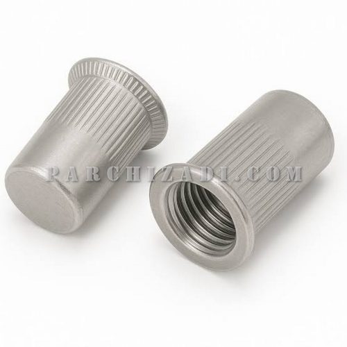 مهره پرچی استیل گرد سر خزینه (بدون لبه) ته بسته سایز M4