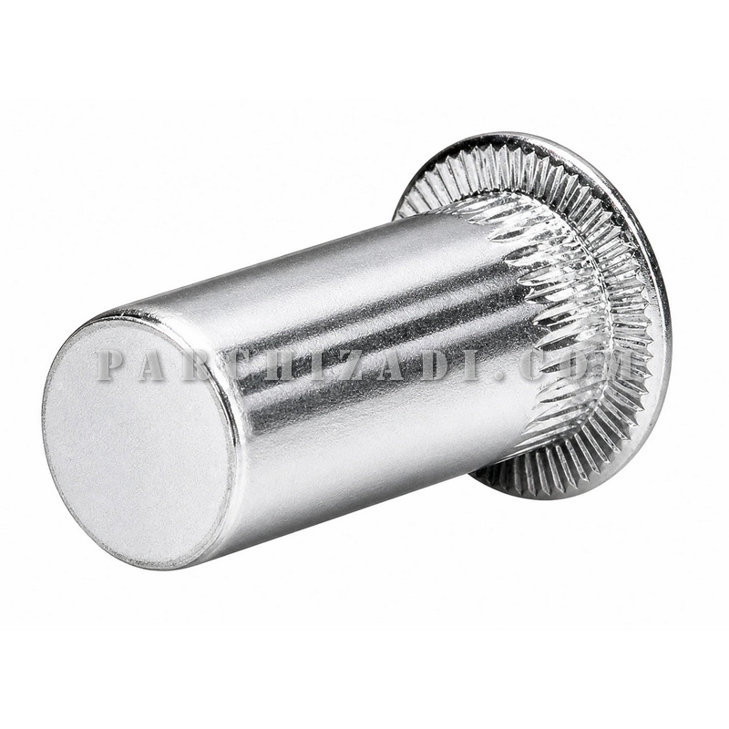 مهره پرچی استیل گرد سر فلنجی (لبه دار) ته بسته سایز M4