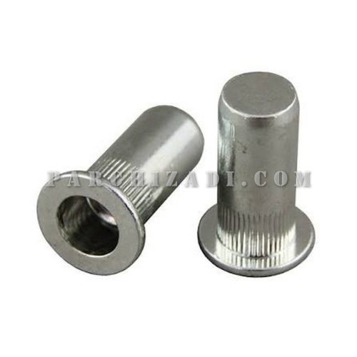 مهره پرچی استیل گرد سر فلنجی (لبه دار) ته بسته سایز M5